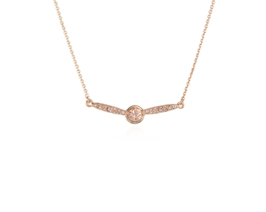 Cachet Swarovski Crystal  Lara Bar Pavee Necklace Pink Gold Light Peach