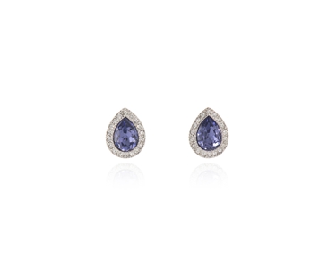 Cachet Swarovski Crystal  Talma Pierced Earrings Rhodium Tanzanite