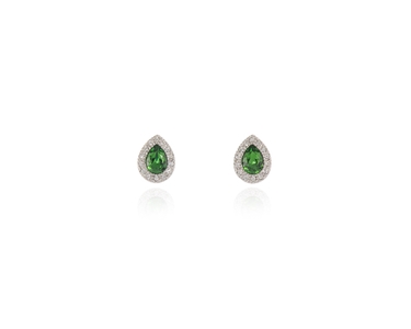 Cachet Swarovski Crystal  Tamsin Pierced Earrings Rhodium Fern Green