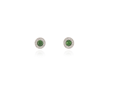 Cachet Swarovski Crystal  Chiyo Pierced Earrings Rhodium Fern Green