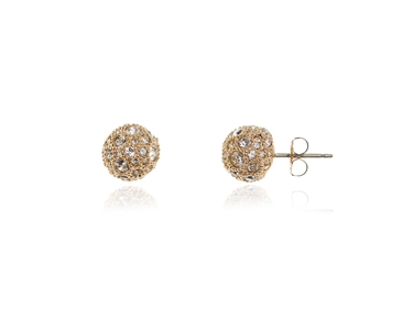 Cachet Swarovski Crystal  Pom Pom/M Pierced Earrings Gold