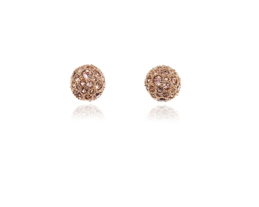 Cachet Swarovski Crystal  Pom Pom/M Pierced Earrings Pink Gold