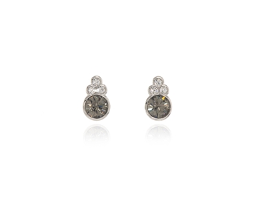 Cachet Swarovski Crystal  Giza Pierced Earrings Rhodium Blk Diamond