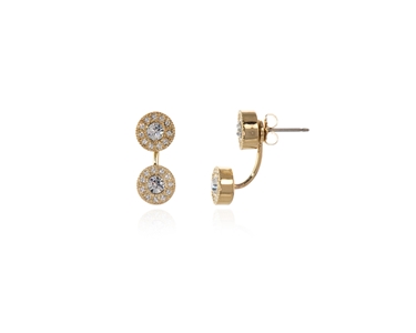 Cachet Swarovski Crystal  Disco Pierced Earrings Gold Crystal
