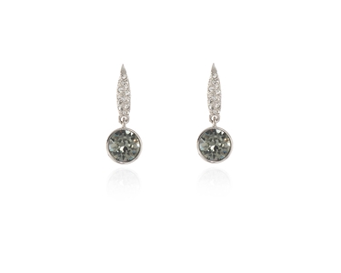 Cachet Swarovski Crystal  Daphne Lever Back Earrings Rhodium Blk Diamond