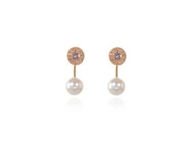 Cachet Swarovski Crystal  Disco Pierced Earrings Pink Gold pearl cream rose lte