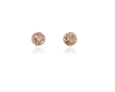 Cachet Swarovski Crystal  Pom Pom/S Pierced Earrings Pink Gold