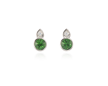 Cachet Swarovski Crystal  Elea Lever Back Earrings Rhodium Fern Green