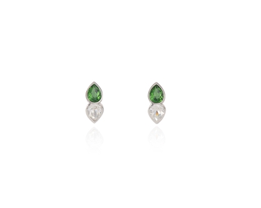 Cachet Swarovski Crystal  Talh Lever Back Earrings Rhodium RhodiumMoss Green