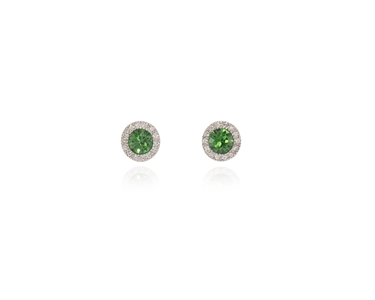Cachet Swarovski Crystal  Chikle Pierced Earrings Rhodium Fern Green