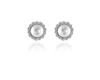 Pearl Florentine Clip Earrings Rhodium