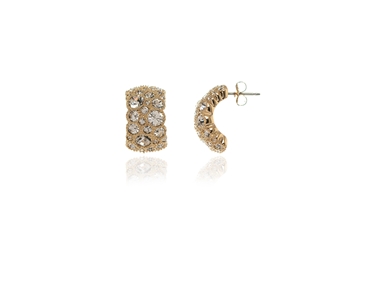 Cachet Swarovski Crystal  Halo Pierced Earrings Gold