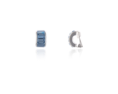 Cachet Swarovski Crystal  Baguette Clip Earrings Rhodium