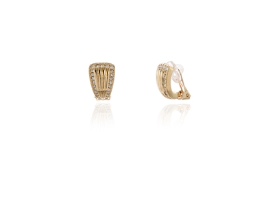 Cachet Swarovski Crystal  Fluted Clip Earrings Gold