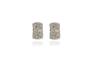 Cachet Swarovski Crystal  Halo Pierced Earrings Rhodium
