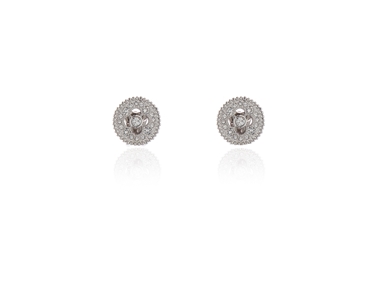 Cachet Swarovski Crystal  Ball-Peen Clip Earrings Rhodium
