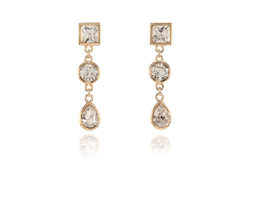 Cachet Swarovski Crystal  Melange Pierced Earrings Gold