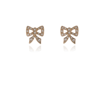 Cachet Swarovski Crystal  Cute Bow Pierced Earrings Gold