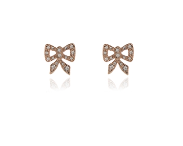 Cachet Swarovski Crystal  Cute Bow Pierced Earrings Pink Gold