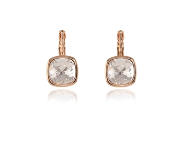 Cachet Swarovski Crystal  Elise Lever Back Earrings Pink Gold Cushion