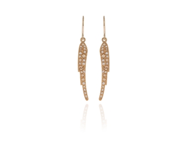 Cachet Swarovski Crystal  Angel Wing Hook Wire Earrings Gold