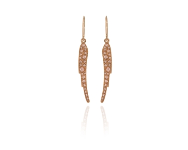 Cachet Swarovski Crystal  Angel Wing Hook Wire Earrings Pink Gold
