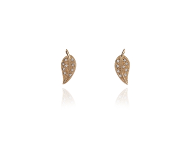 Cachet Swarovski Crystal  Leafy Pierced Earrings Gold