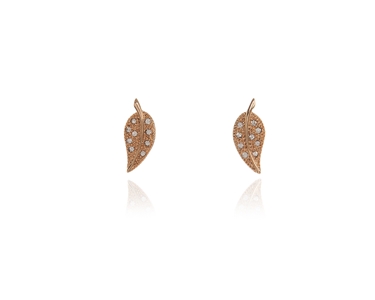 Cachet Swarovski Crystal  Leafy Pierced Earrings Pink Gold