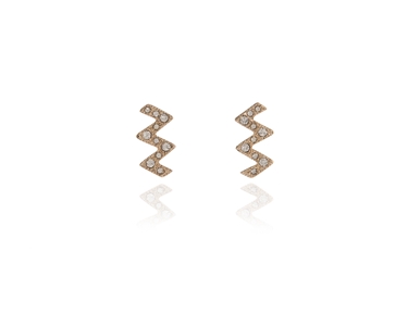 Cachet Swarovski Crystal  Zig Zag Pierced Earrings Gold