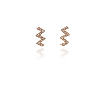 Cachet Swarovski Crystal  Zig Zag Pierced Earrings Pink Gold