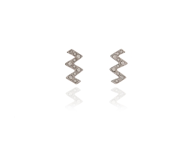 Cachet Swarovski Crystal  Zig Zag Pierced Earrings Rhodium