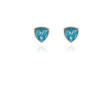 Cachet Swarovski Crystal  Trilliant Pierced Earrings Rhodium aqua