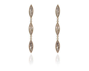 Cachet Swarovski Crystal  Sphinx Pierced Earrings Gold Long