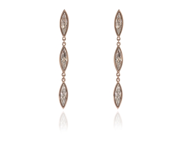Cachet Swarovski Crystal  Sphinx Pierced Earrings Pink Gold Long