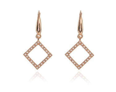 Cachet Swarovski Crystal  Cubitz Lever Back Earrings Pink Gold