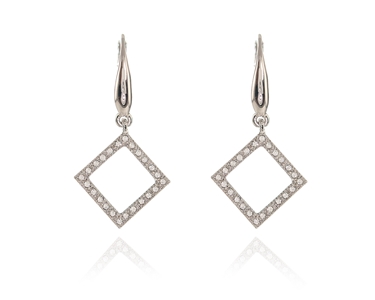 Cachet Swarovski Crystal  Cubitz Lever Back Earrings Rhodium