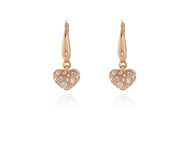 Cachet Swarovski Crystal  Ona Lever Back Earrings Pink Gold Heart