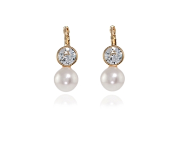 Cachet Swarovski Crystal  Pam Pearl Earrings Gold
