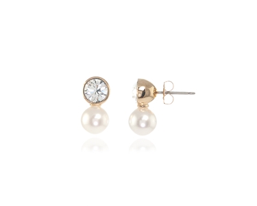 Cachet Swarovski Crystal  Mimi Pearl Earrings Gold Large