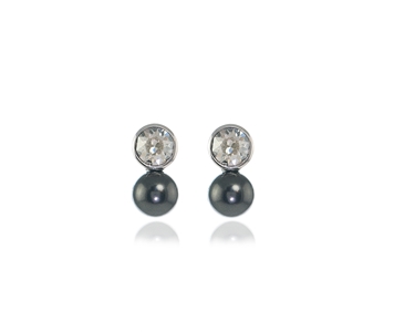 Cachet Swarovski Crystal  Mimi Pearl Earrings Rhodium black