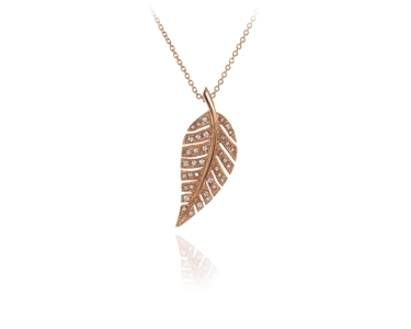 Cachet Swarovski Crystal  Leafy Pendant Pink Gold Large