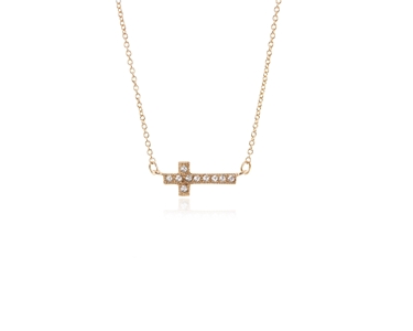 Cachet Swarovski Crystal  Long Cross Necklace Gold