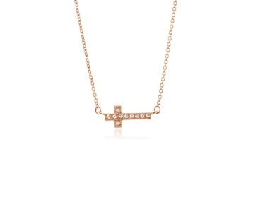 Cachet Swarovski Crystal  Long Cross Necklace Pink Gold