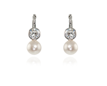 Cachet Swarovski Crystal  Pam Pearl Earrings Rhodium white