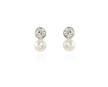 Cachet Swarovski Crystal  Mimi Pearl Earrings Rhodium white small
