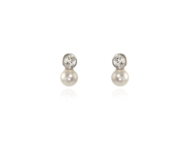 Cachet Swarovski Crystal  Mim Pearl Earrings Rhodium white