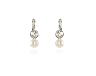 Cachet Swarovski Crystal  Mimi Pearl Earrings Rhodium white