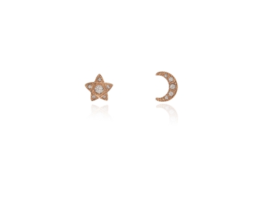 Cachet Swarovski Crystal  Lunar Star Pierced Earrings Rhodium