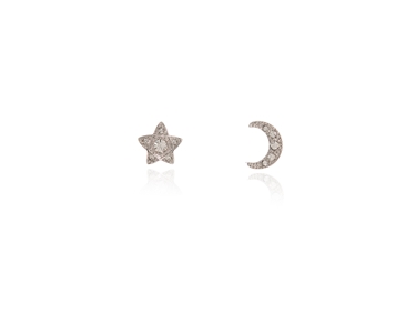 Cachet Swarovski Crystal  Lunar Star Pierced Earrings Pink Gold