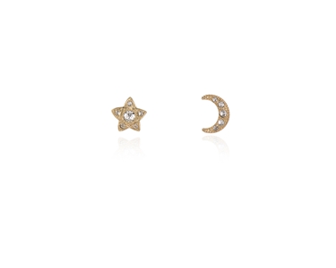 Cachet Swarovski Crystal  Lunar Star Pierced Earrings Gold